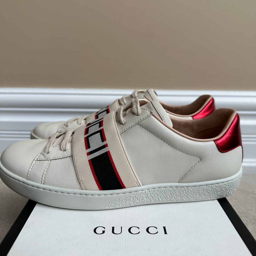 AUTHENTIC Gucci Ace Sneaker with Gucci Stripe - Picture 2 of 14